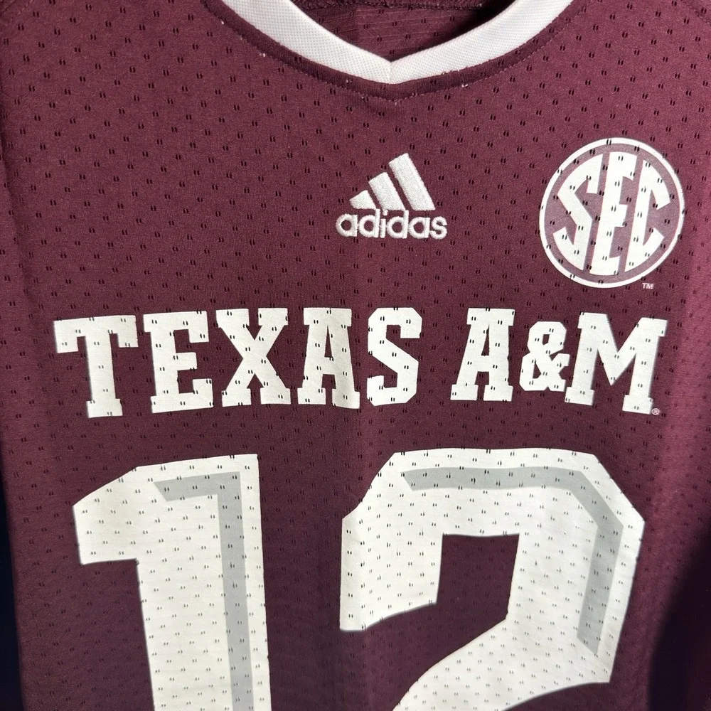 adidas Texas A&M Aggies Maroon SEC 12th Man Football Jersey #12 Size M